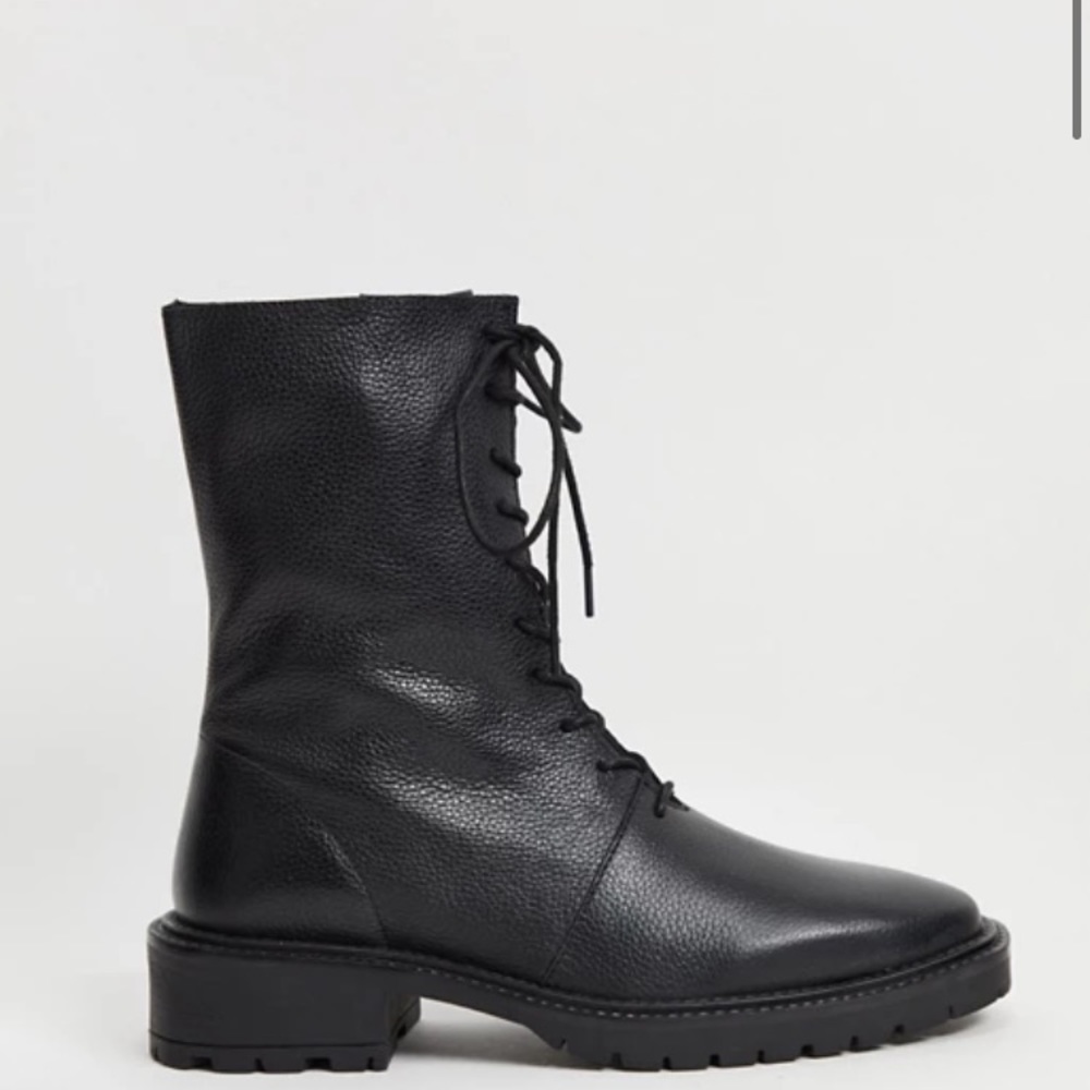 Alton black leather lace up boots ASOS